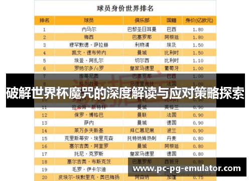 破解世界杯魔咒的深度解读与应对策略探索