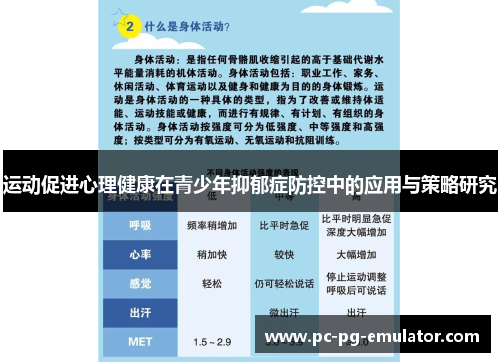 运动促进心理健康在青少年抑郁症防控中的应用与策略研究 运动促进心理健康在青少年抑郁症防控中的应用与策略研究